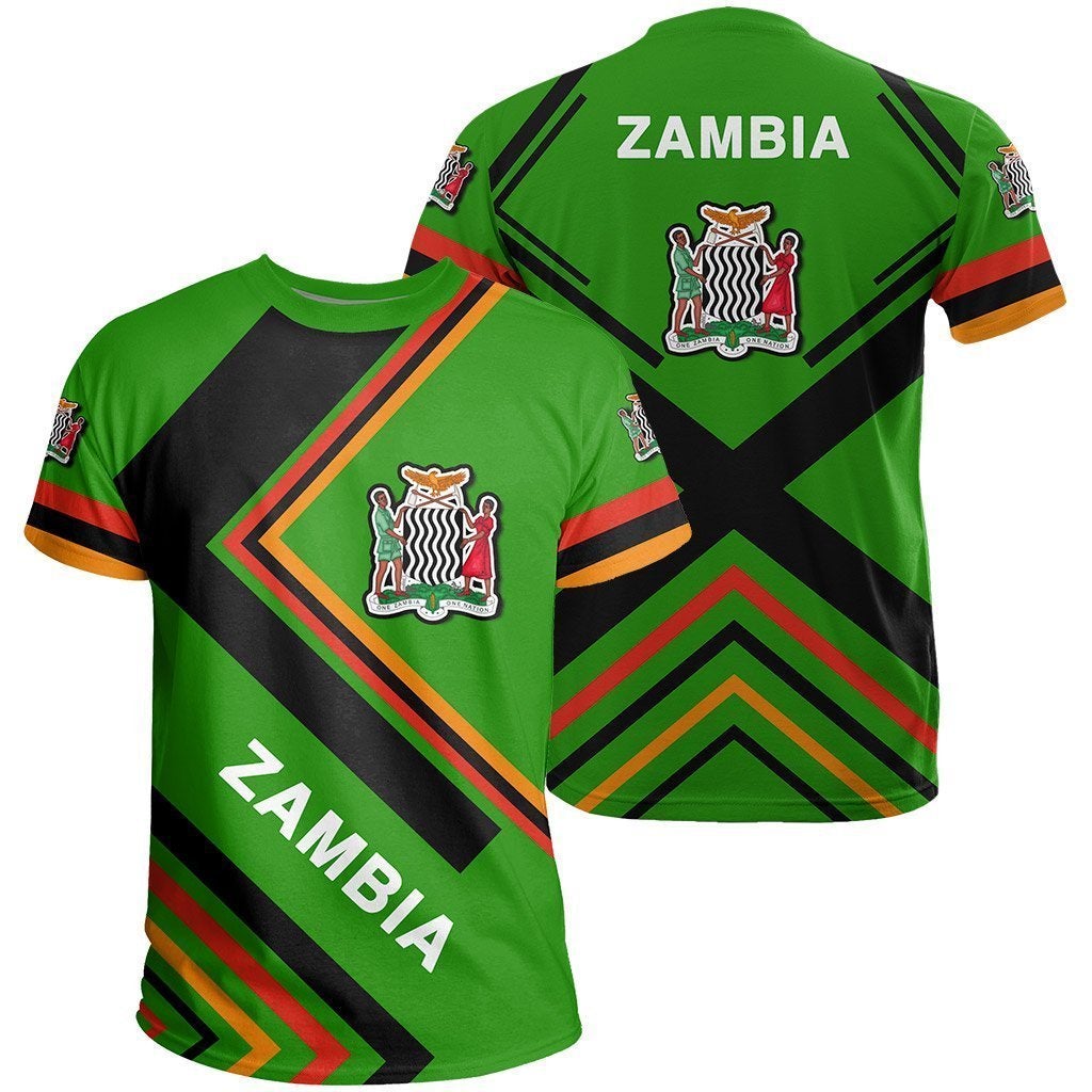 African T Shirt Zambia Flag Tee Africa Nations - Wonder Print Shop