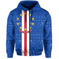 Cape Verde Ankara Pattern Hoodie Kabu Verdi Flag Simple Style - Wonder Print Shop