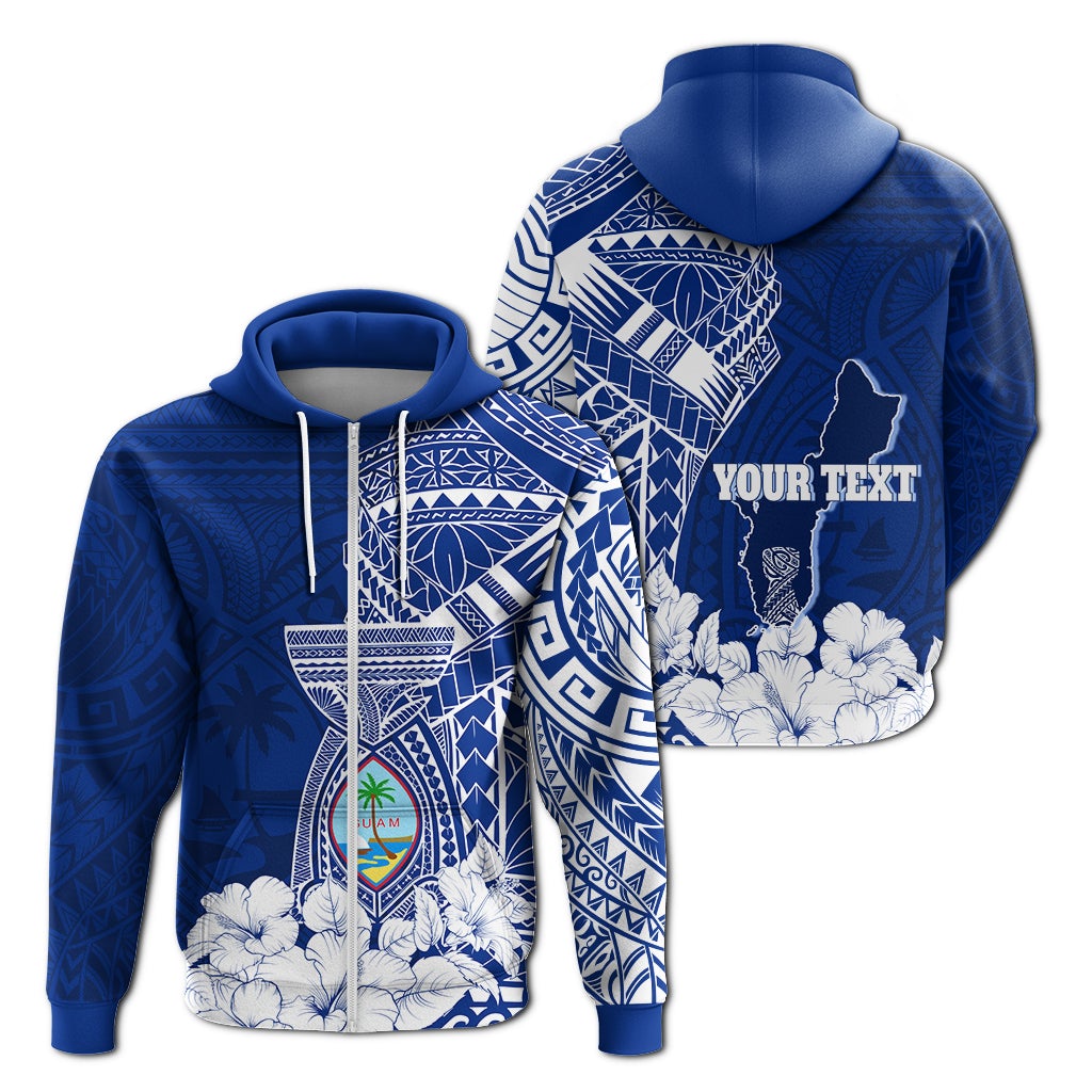 Custom Guam Tribal Latte Stone Zip Up Hoodie Mix Hibiscus - Wonder Print Shop