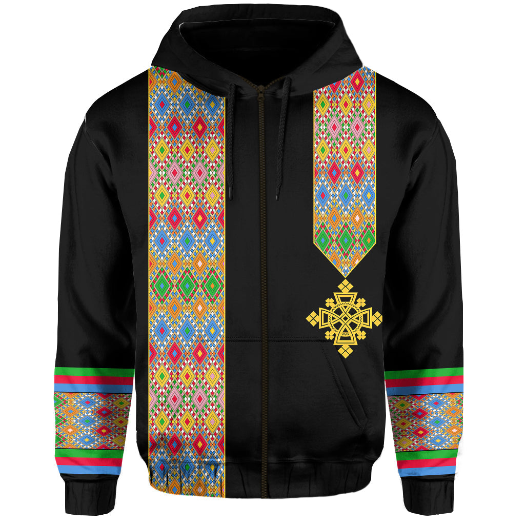 Habesha Tilet Pattern Hoodie Eritrea Emblem - Wonder Print Shop