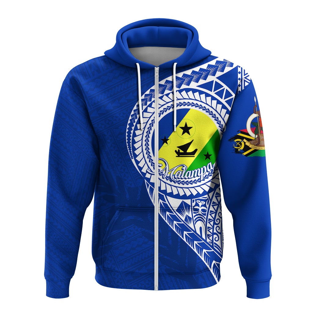 Custom Malampa Province Vanuatu Zip Up Hoodie Malampa Emblem - Wonder Print Shop