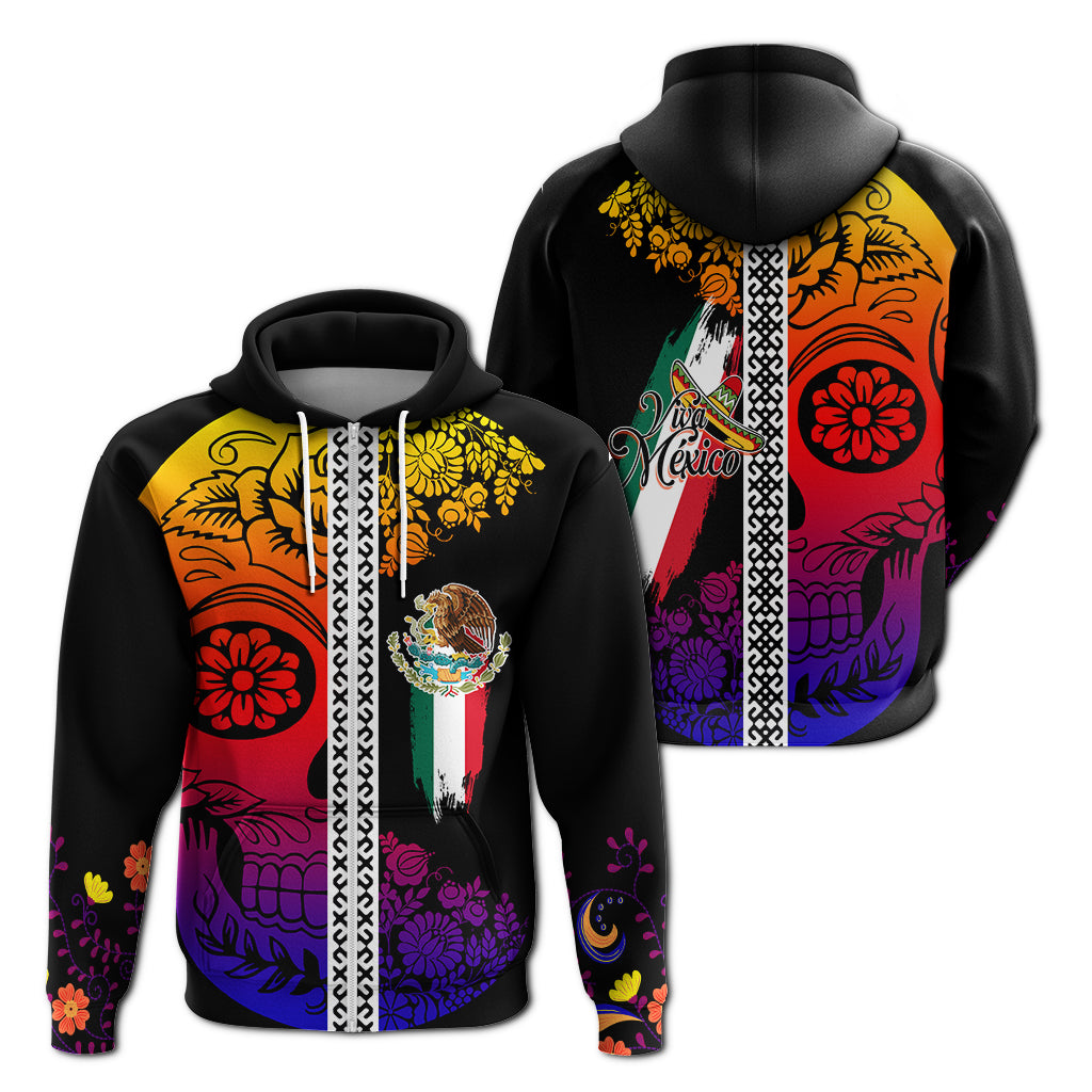 Mexican Dia de Muertos Sugar Skull Zip Hoodie Viva Mexico - Wonder Print Shop