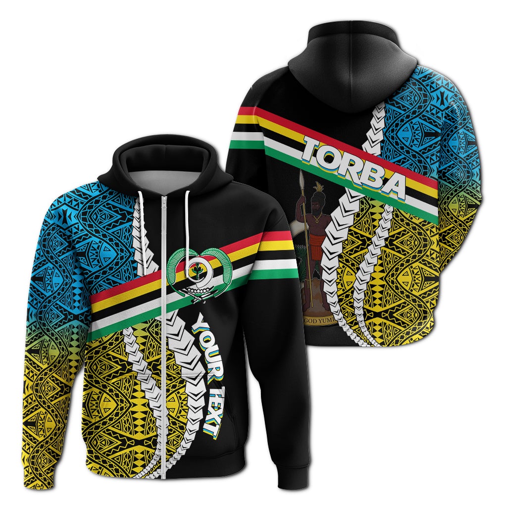 Custom Vanuatu Torba Province Zip Up Hoodie Torba Flag Polynesian Pattern - Wonder Print Shop