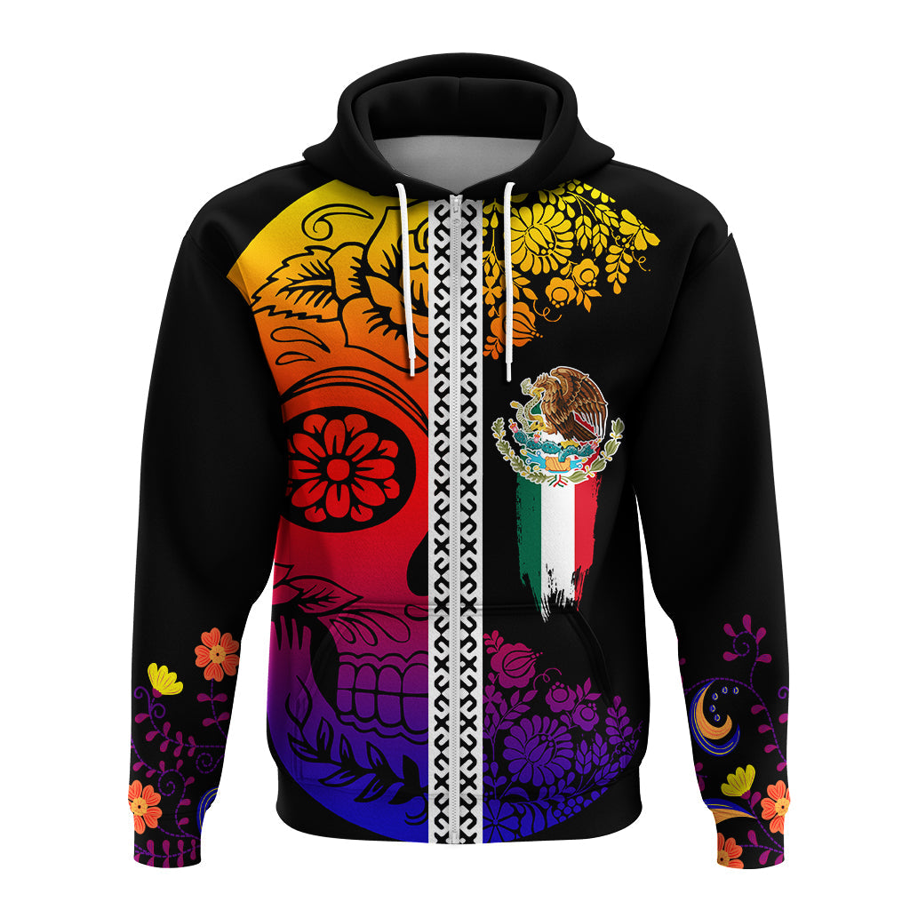 Mexican Dia de Muertos Sugar Skull Zip Hoodie Viva Mexico - Wonder Print Shop