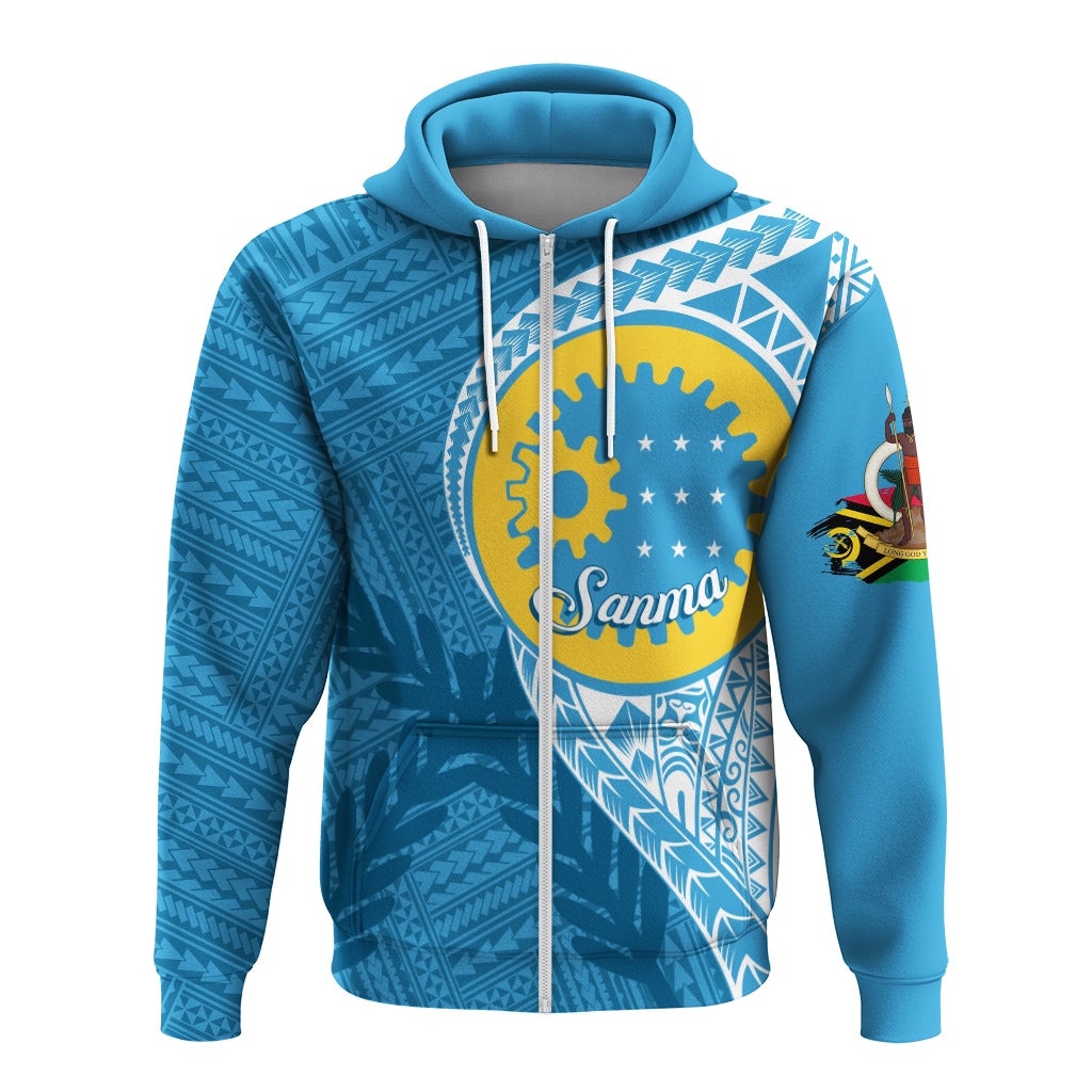Custom Vanuatu Sanma Province Zip Up Hoodie Sanma Emblem - Wonder Print Shop