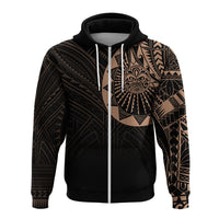 Polynesian Full Sleeve Tattoo Zip Up Hoodie Blush Color - Wonder Print Shop