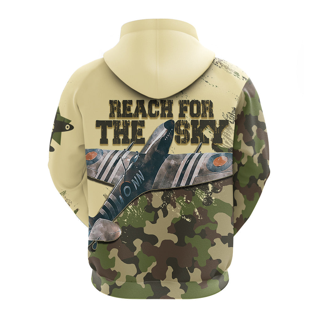 Submarine Spitfire Camouflage Hoodie Reach For The Sky - Wonder Print Shop