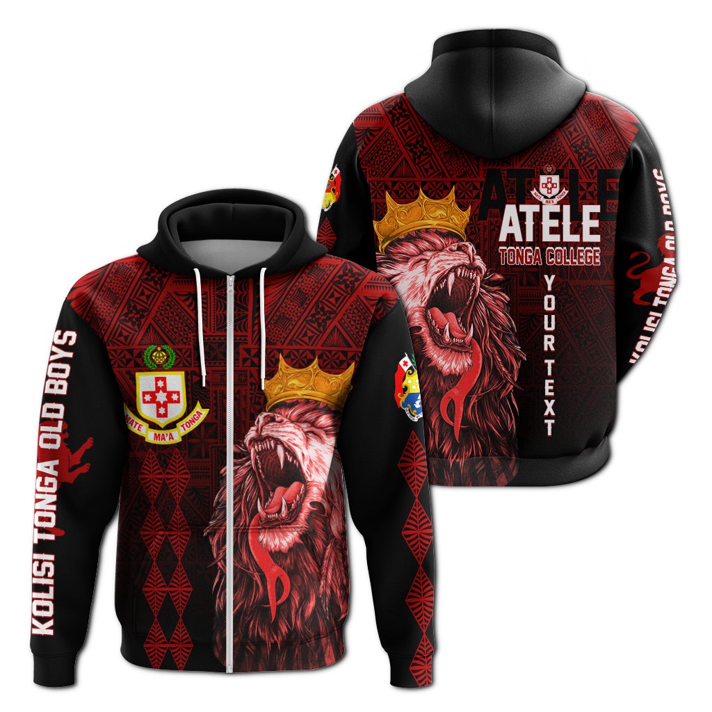 Custom Kolisi Tonga Atele Old Boys Zip Up Hoodie Red Lions - Wonder Print Shop