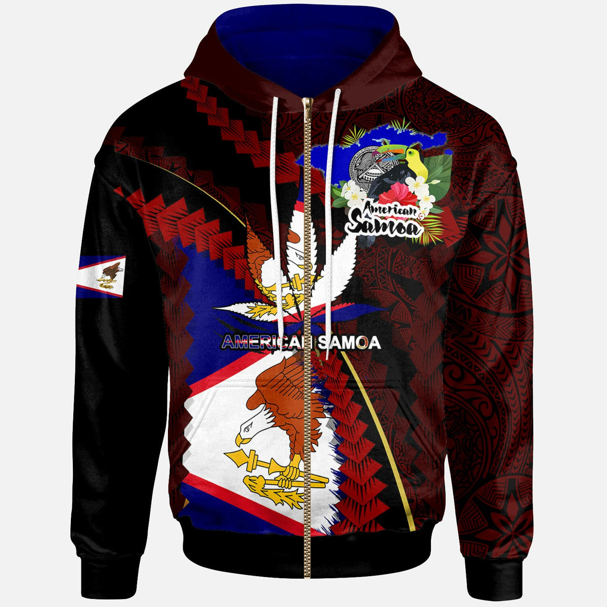 American Samoa Hoodie American Samoa Independence Day With State Flag And Marijuana Leaf Polynesian Style LT10 - Wonder Print Shop