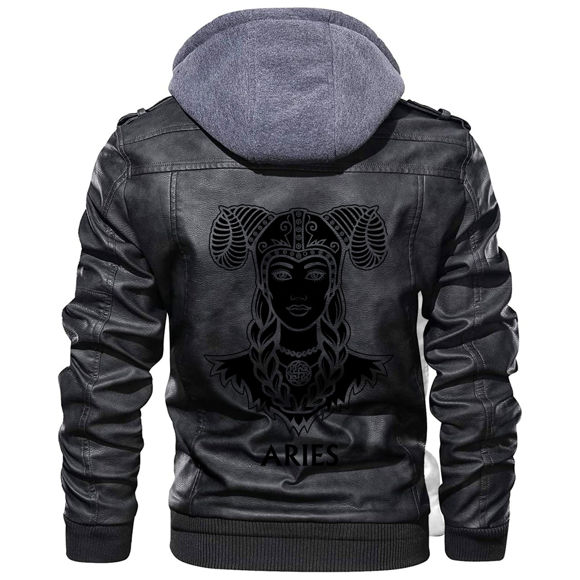 Viking Zodiac Sign Aries Fantastic Princess Animation Portrait Leather Jacket RLT12 - Wonder Print Shop