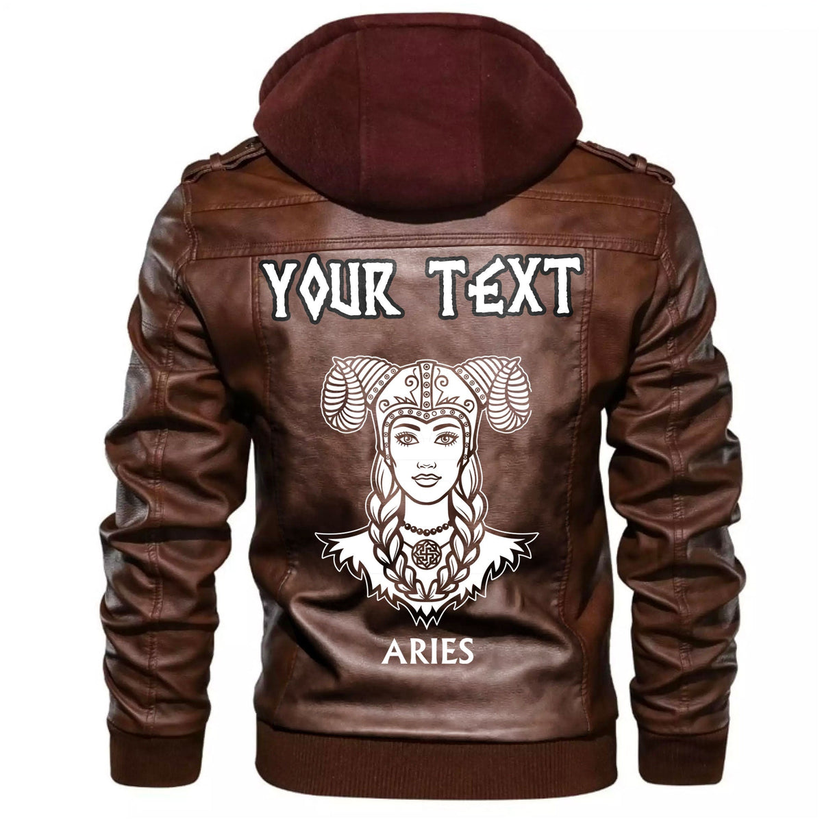 (Custom) Wonder Print Shop - Zodiac Sign Aries Fantastic Princess Animation Portrait Leather Jacket RLT12 - Wonder Print Shop