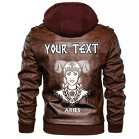 (Custom) Wonder Print Shop - Zodiac Sign Aries Fantastic Princess Animation Portrait Leather Jacket RLT12 - Wonder Print Shop