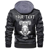 (Custom) Wonder Print Shop - Zodiac Sign Aries Fantastic Princess Animation Portrait Leather Jacket RLT12 - Wonder Print Shop