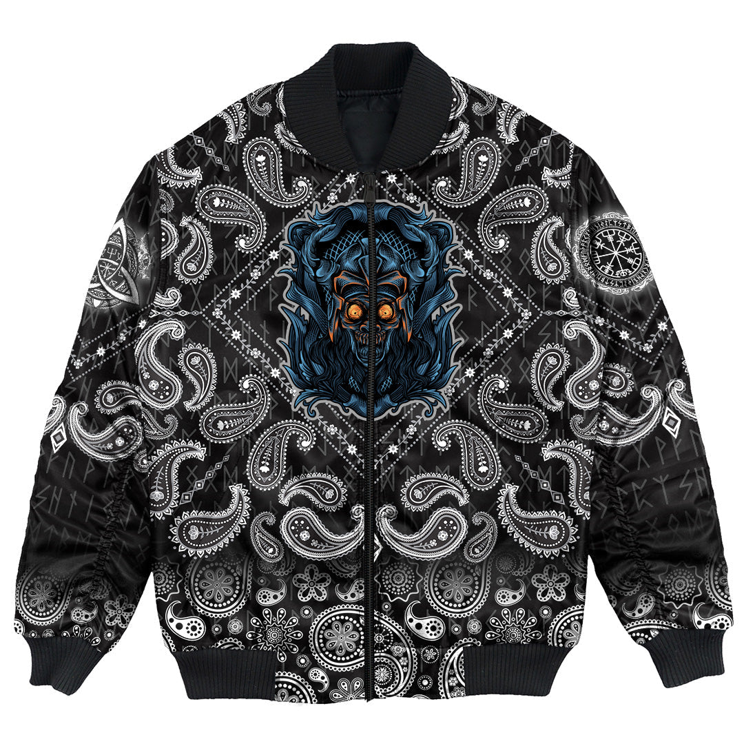 Viking Bomber Jacket Zombie With Ornament Background with Bandana Paisley Style RLT12 - Wonder Print Shop
