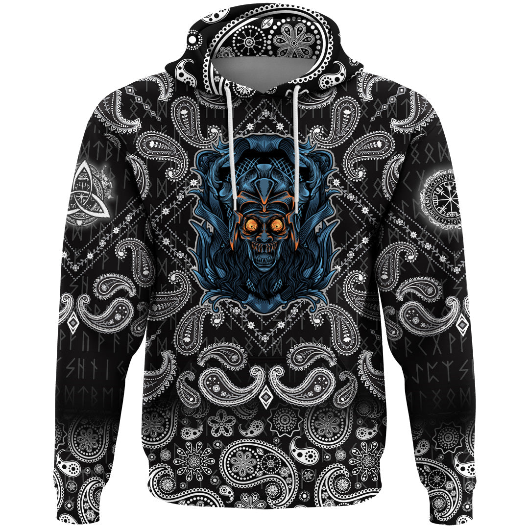Viking Hoodie Zombie With Ornament Background with Bandana Paisley Style RLT12 - Wonder Print Shop