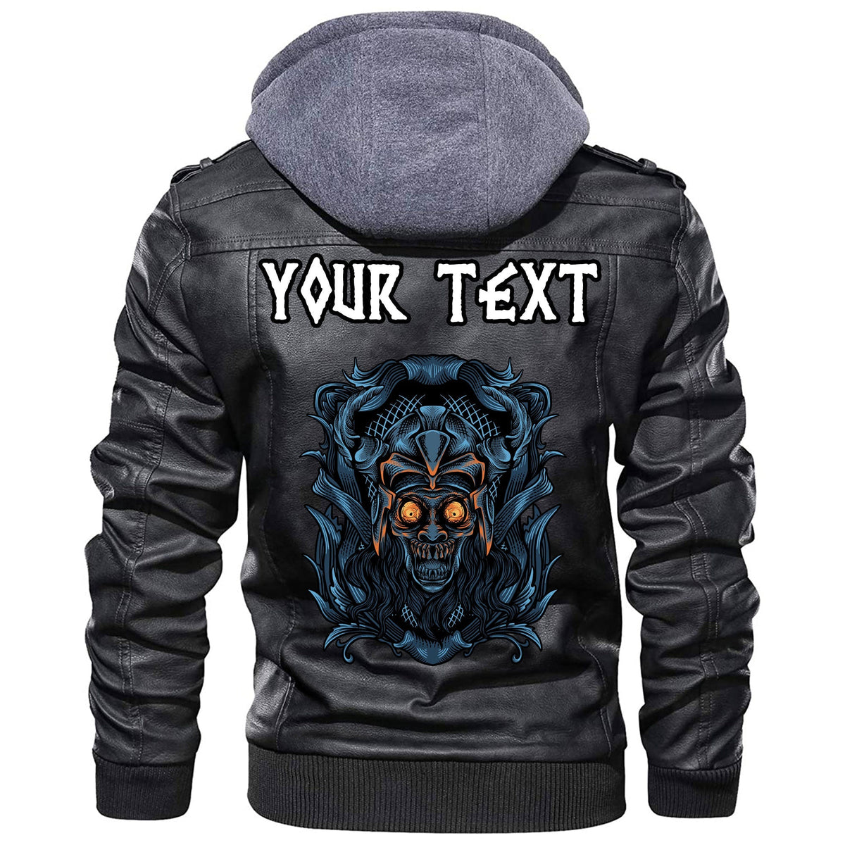 (Custom) Wonder Print Shop - Zombie With Ornament Background Leather Jacket RLT12 - Wonder Print Shop