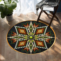 naumaddic-arts-green-and-orange-cross-rosette-native-american-design-round-carpet