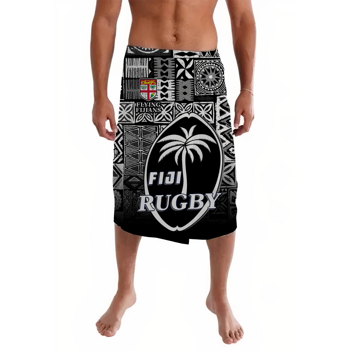 Fiji Rugby Lavalava Flying Fijians Black Tapa Pattern LT13 - Wonder Print Shop
