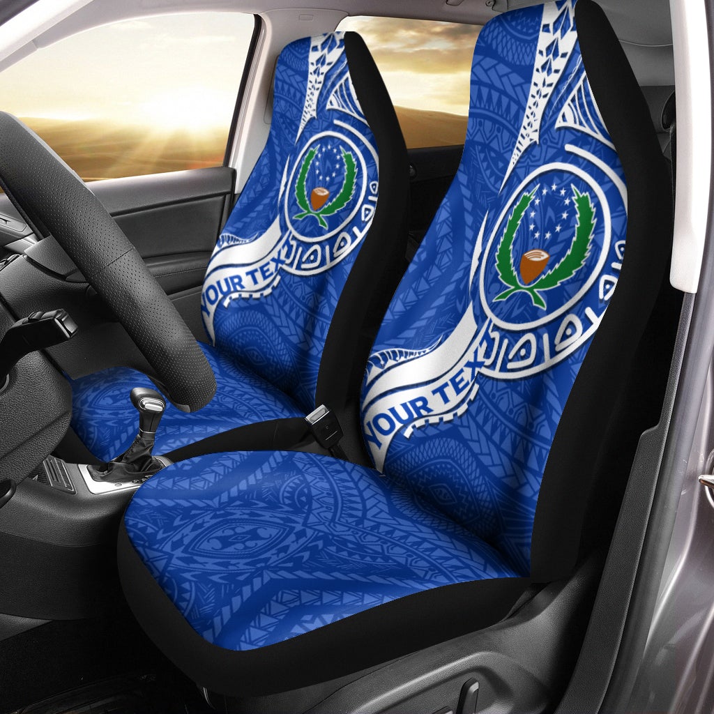 (Custom Personalised) Pohnpei Car Seat Covers - Micronesia Pride Blue LT12 - Wonder Print Shop