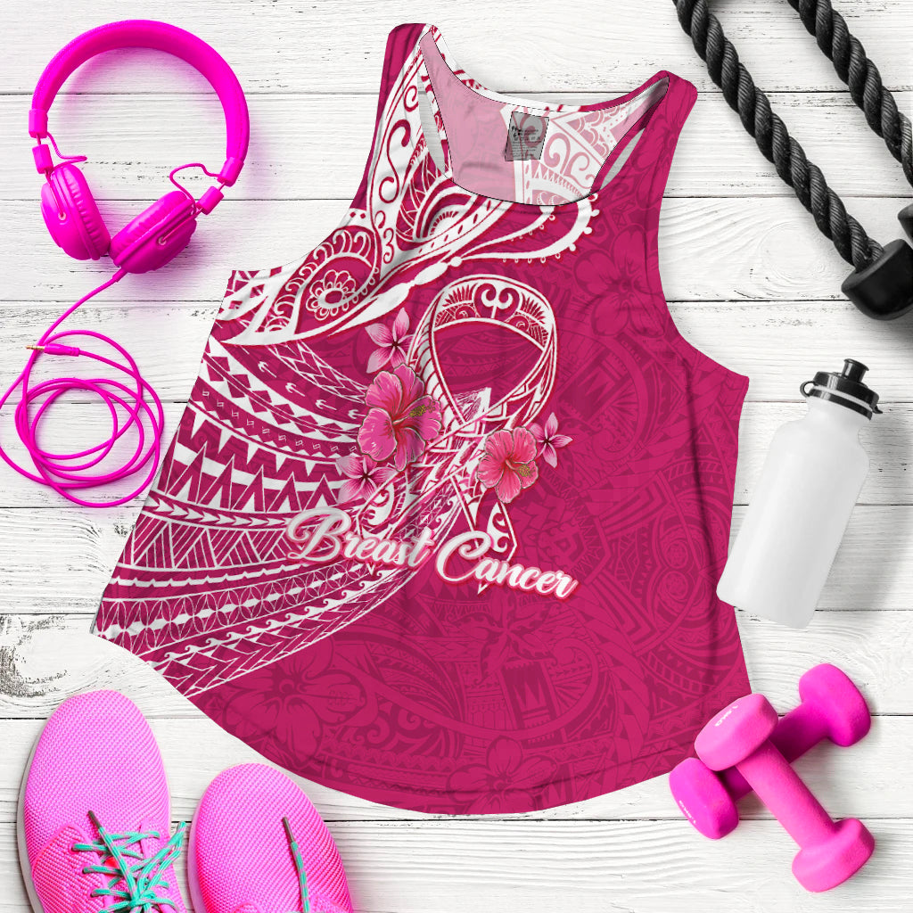 Custom Personalised Breast Cancer Pink Ribbon Butterfly Polynesian Pink Version Women Tank Top LT12 - Wonder Print Shop