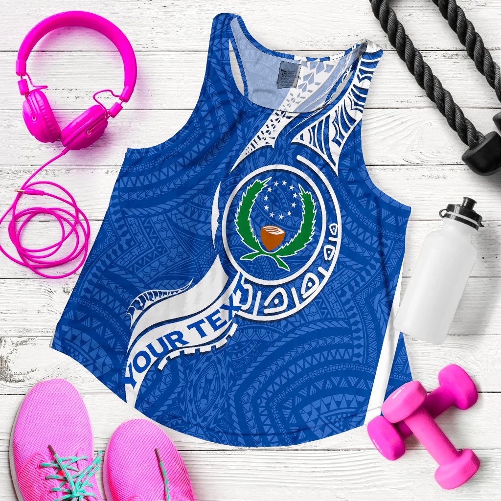 (Custom Personalised) Pohnpei Women Tank Top - Micronesia Pride Blue LT12 - Wonder Print Shop