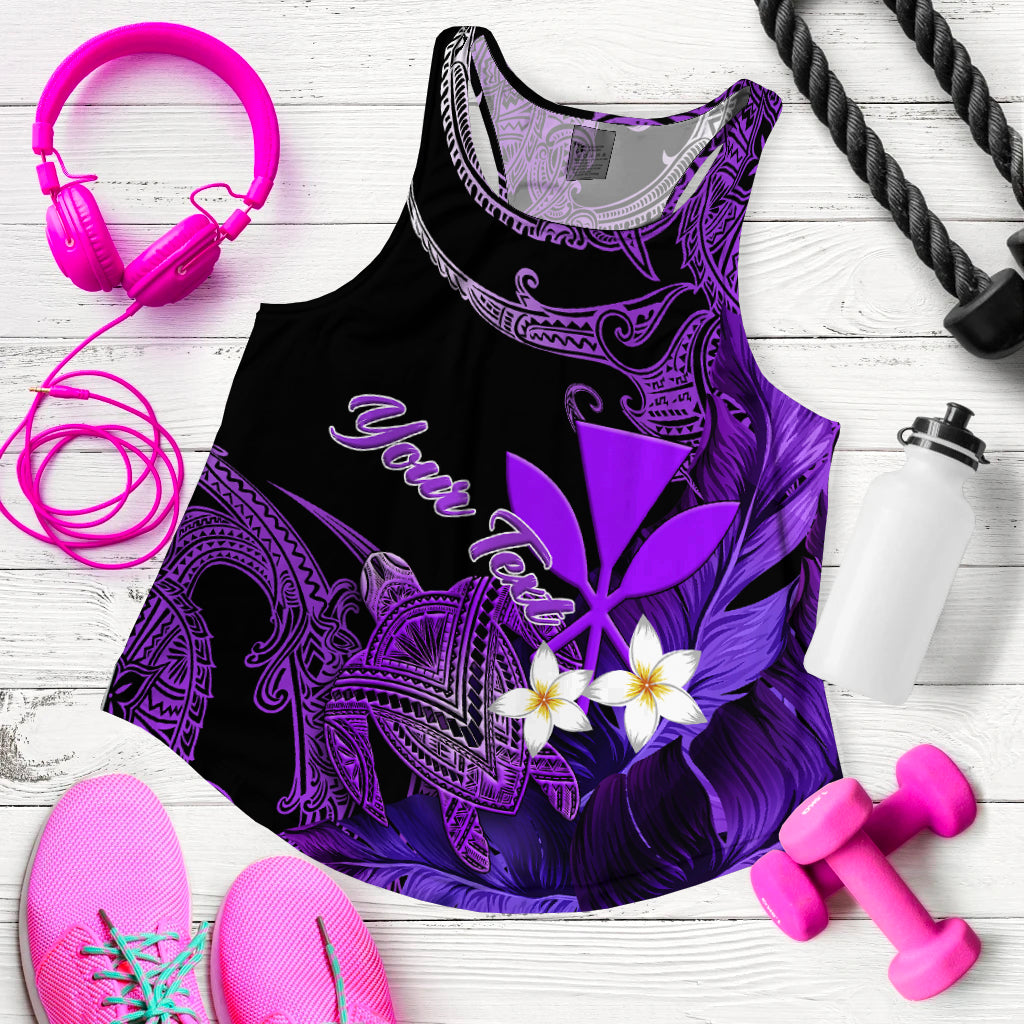 Custom Personalised Hawaii Turtle With Plumeria Leaf Purple Women Tank Top LT12 - Wonder Print Shop