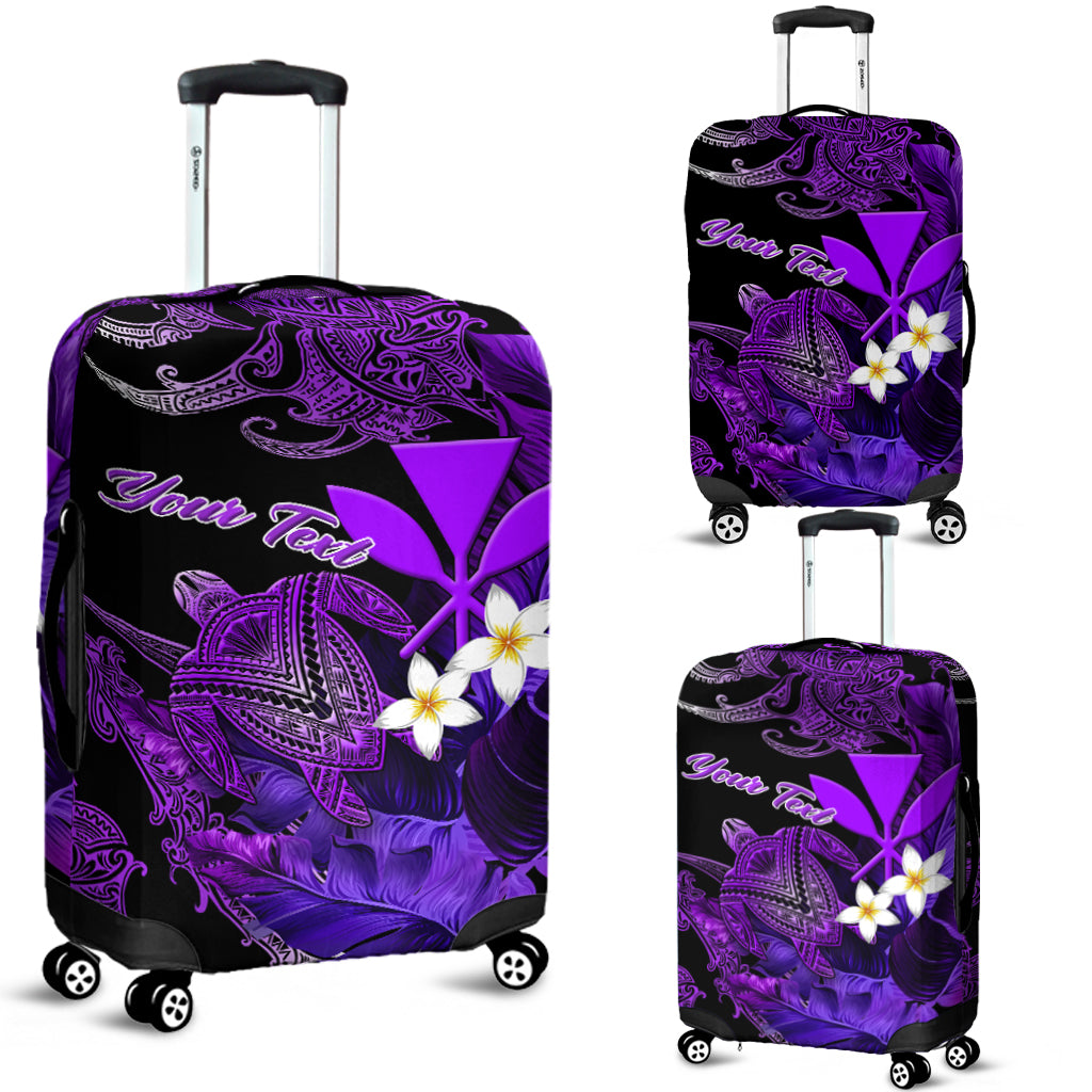 Custom Personalised Hawaii Turtle With Plumeria Leaf Purple Luggage Covers LT12 - Wonder Print Shop