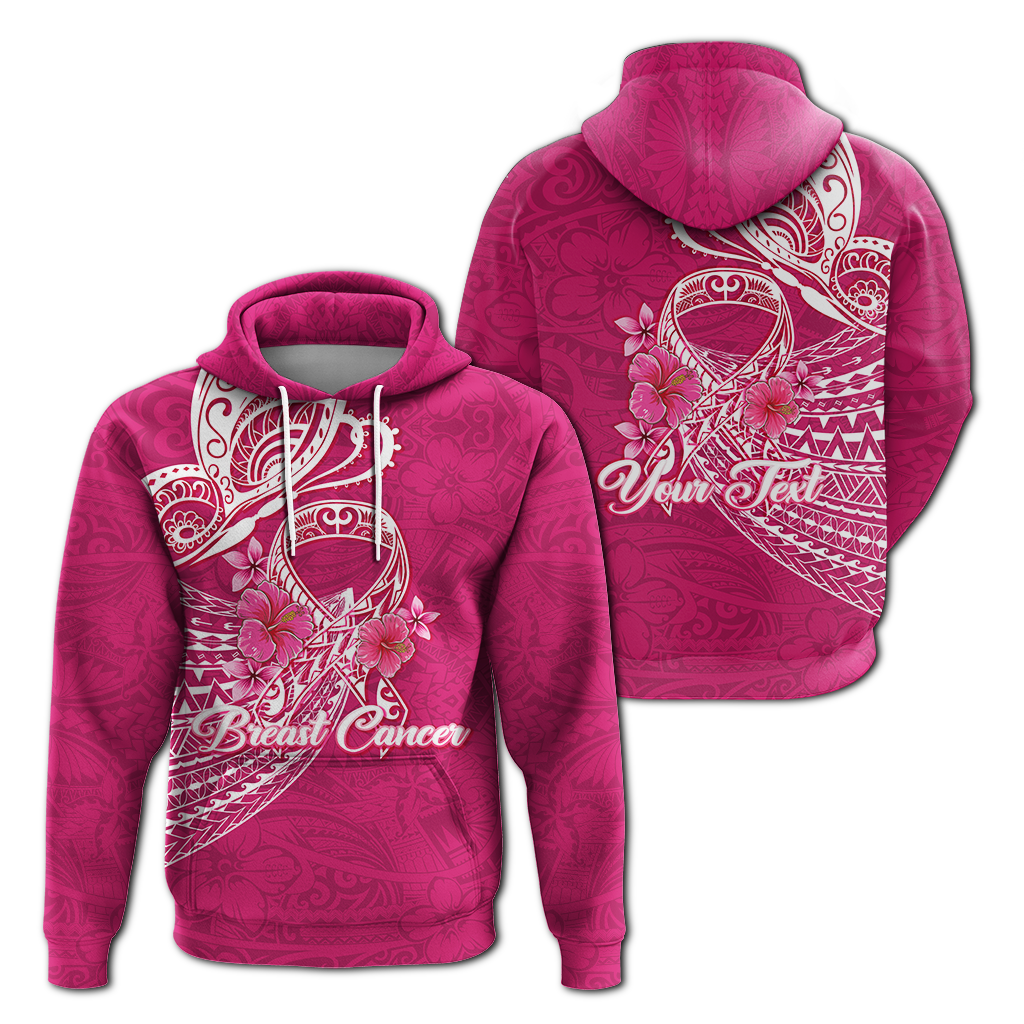 Custom Personalised Breast Cancer Pink Ribbon Butterfly Polynesian Pink Version Hoodie LT12 - Wonder Print Shop