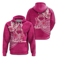 Custom Personalised Breast Cancer Pink Ribbon Butterfly Polynesian Pink Version Hoodie LT12 - Wonder Print Shop
