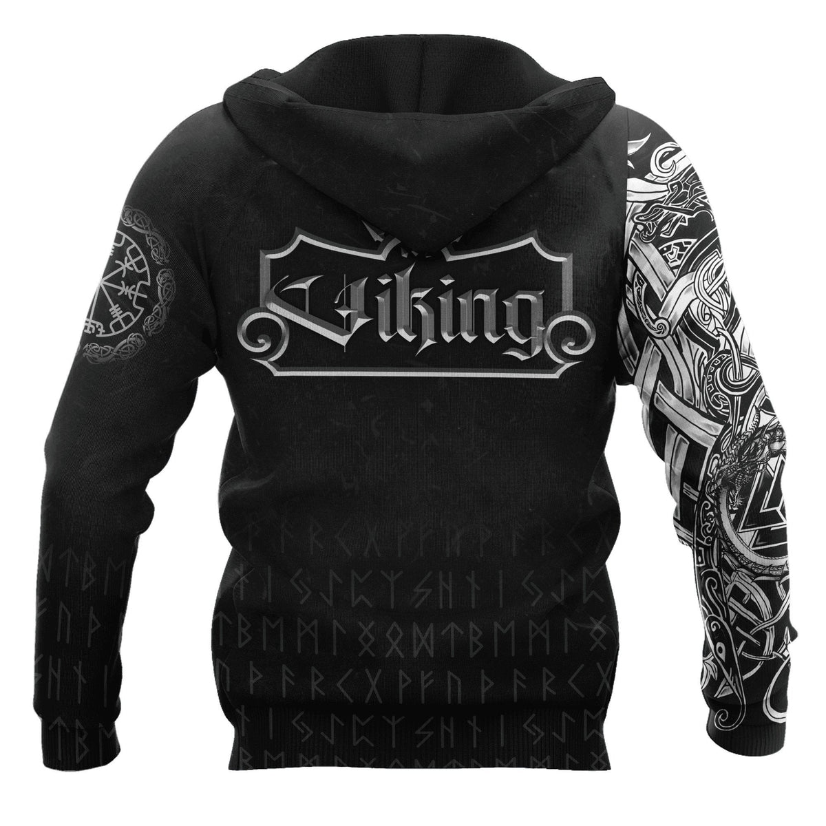 Viking Clothing Viking Dragon, Vegvisir Hoodie New RLT12 - Wonder Print Shop