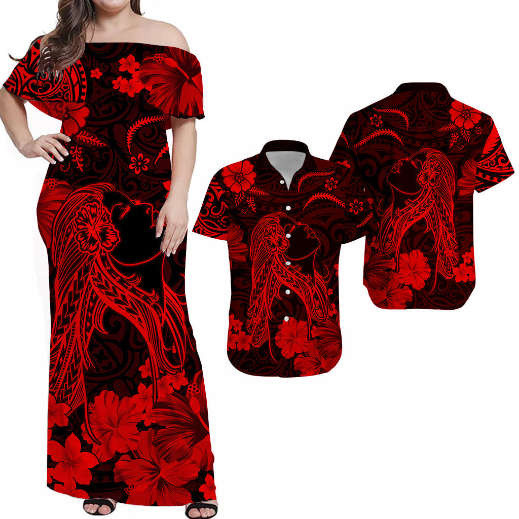 Hawaii Matching Hawaiian Shirt And Dress Polynesia Red Beautiful Hula Girl LT13 - Wonder Print Shop