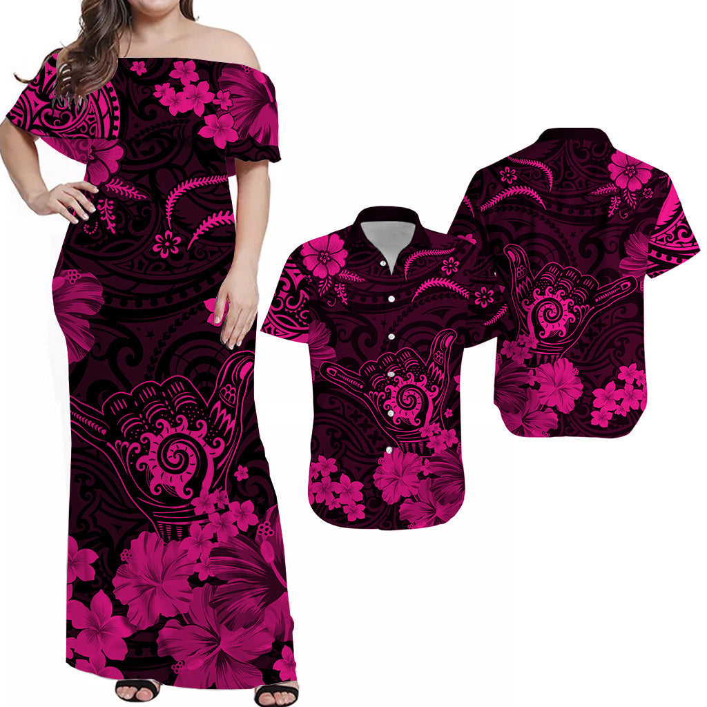 Hawaii Matching Hawaiian Shirt And Dress Polynesia Pink Cool Shaka Sign LT13 - Wonder Print Shop