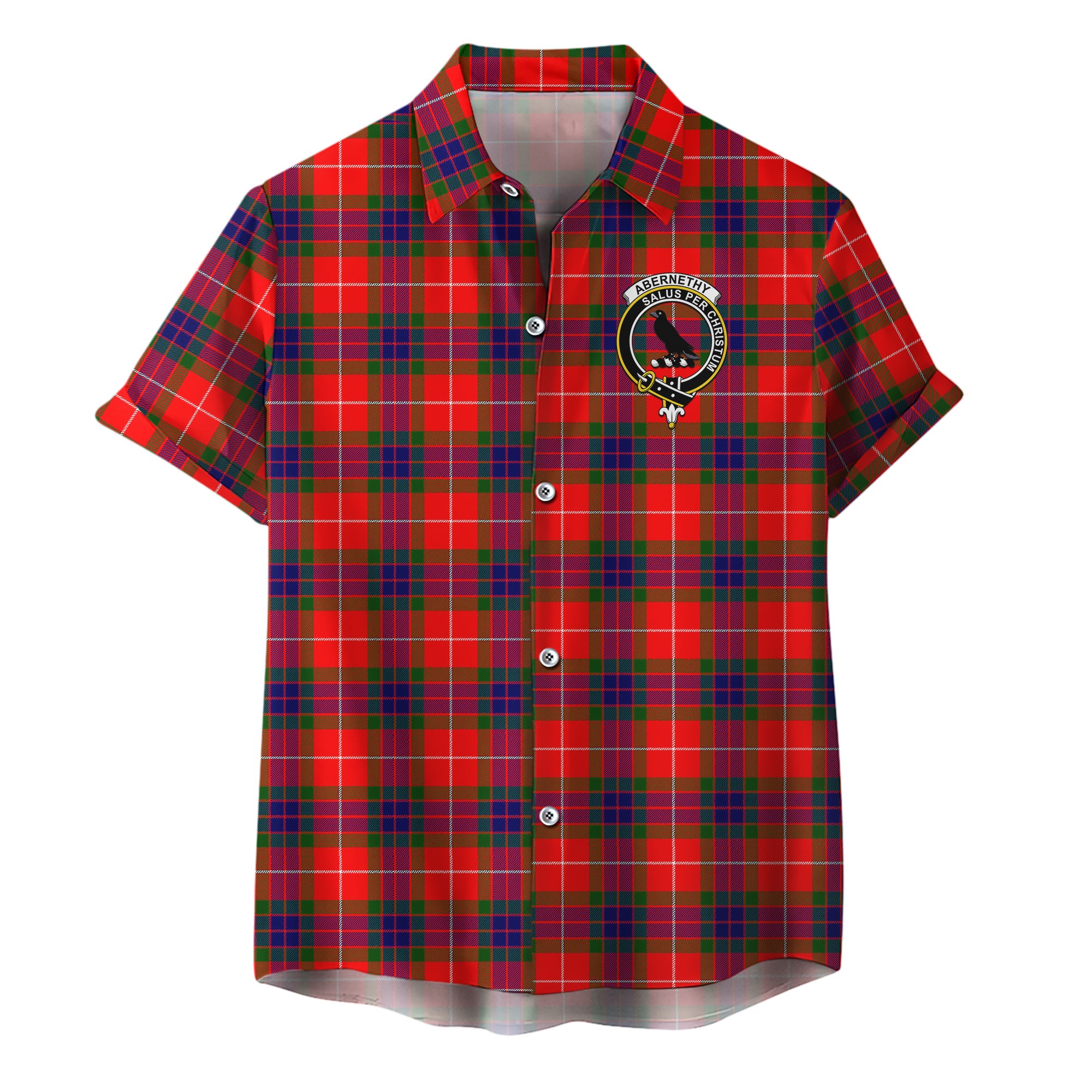 Abernethy Family Crest Short Sleeve Shirt, Tartan Short Sleeve Button Up Shirt TS23