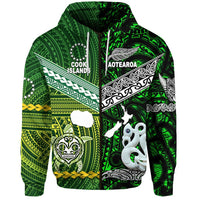 Custom New Zealand Cook Islands Zip Hoodie Together Green, Custom Text And Number LT8 - Wonder Print Shop