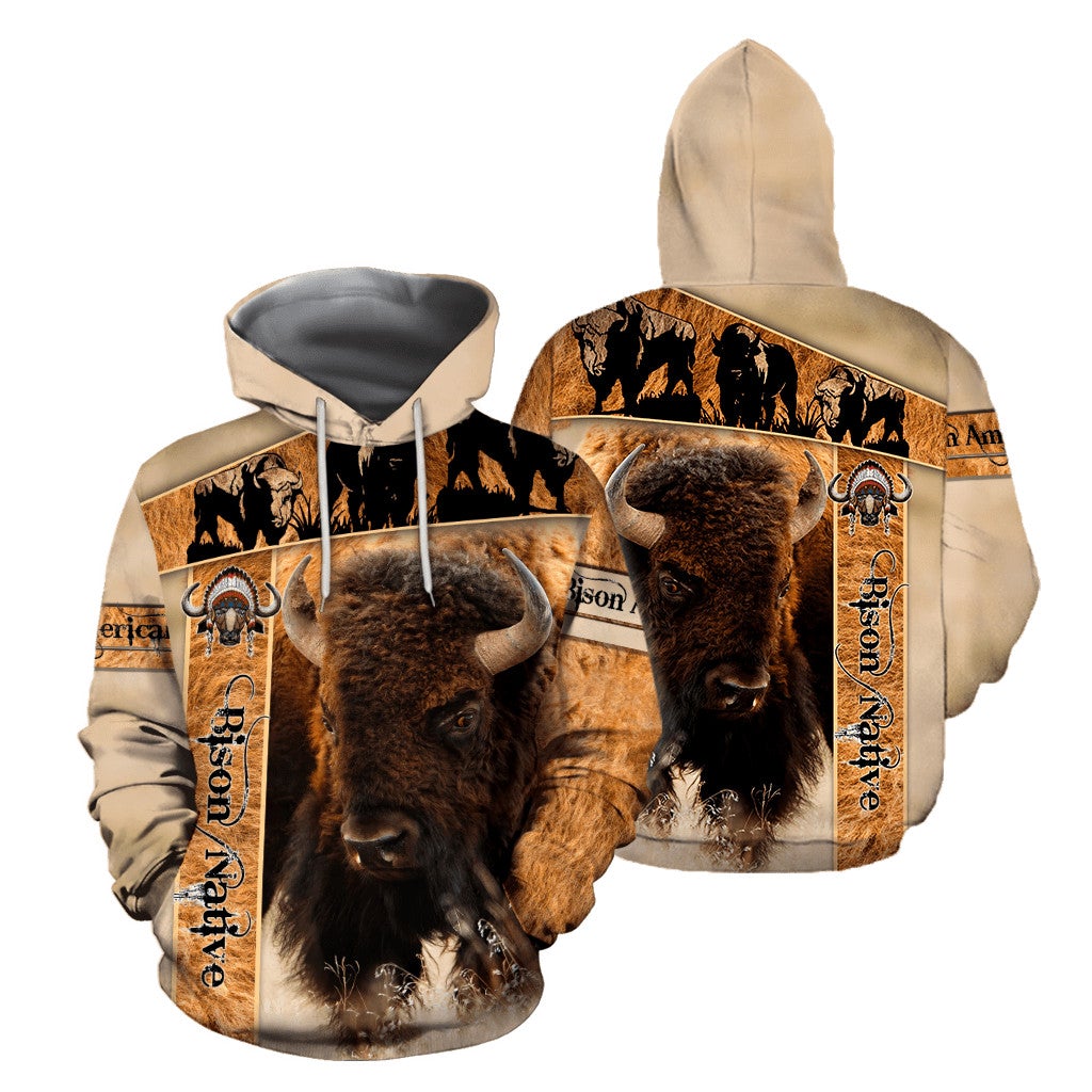 Bison Native American 3D All Over Printed Hoodie Unisex - Wonder Print Shop