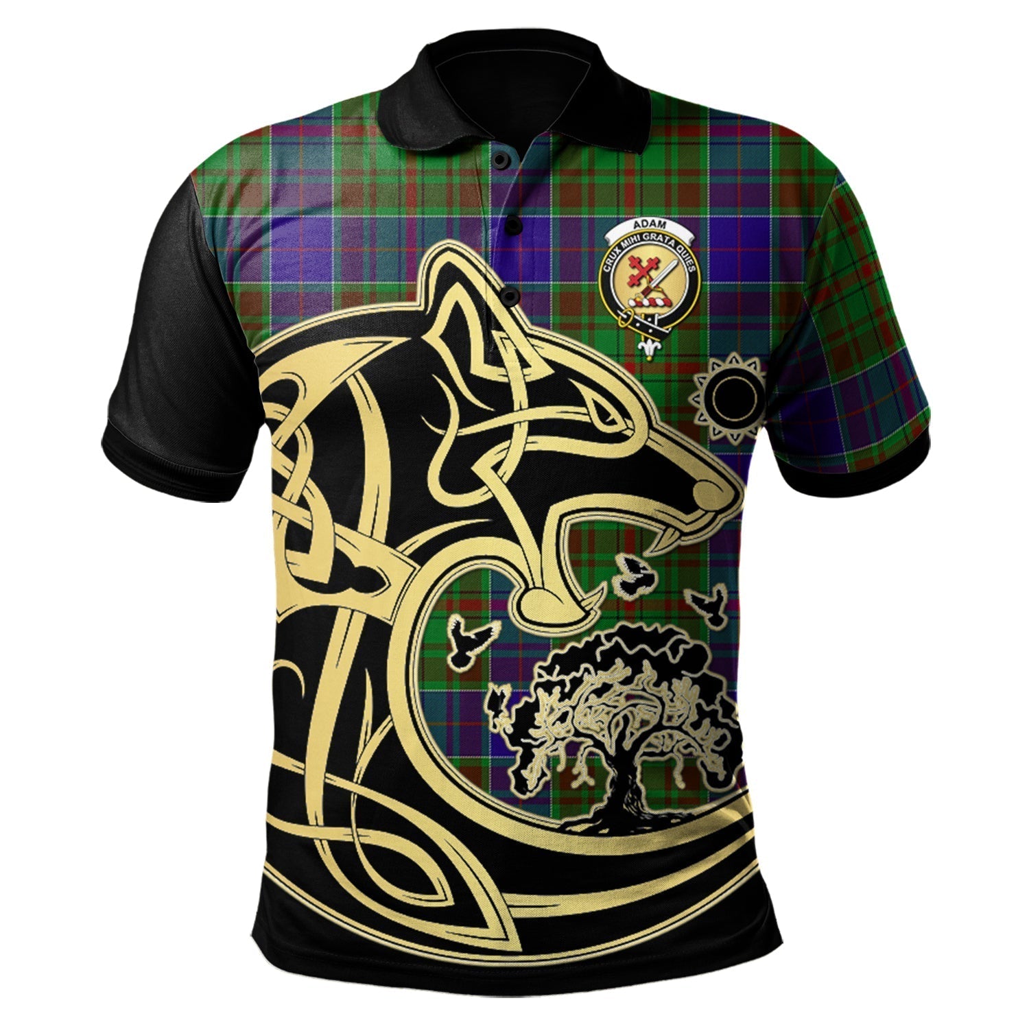 scottish-adam-clan-crest-tartan-celtic-wolf-style-polo-shirt