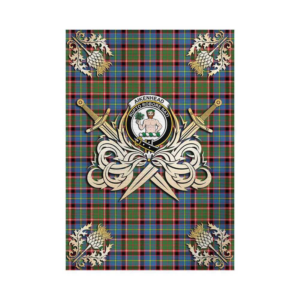 scottish-aikenhead-clan-crest-courage-sword-tartan-garden-flag
