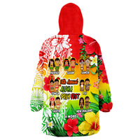 Aloha Poly Fest Polynesian Pattern With Tropical Flowers Wearable Blanket Hoodie - Wonder Print Shop