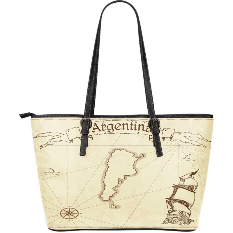 argentina-ancient-map-large-leather-tote-bag