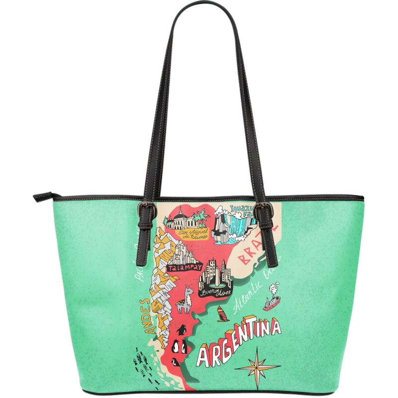 argentina-unique-green-map-large-leather-tote-bag