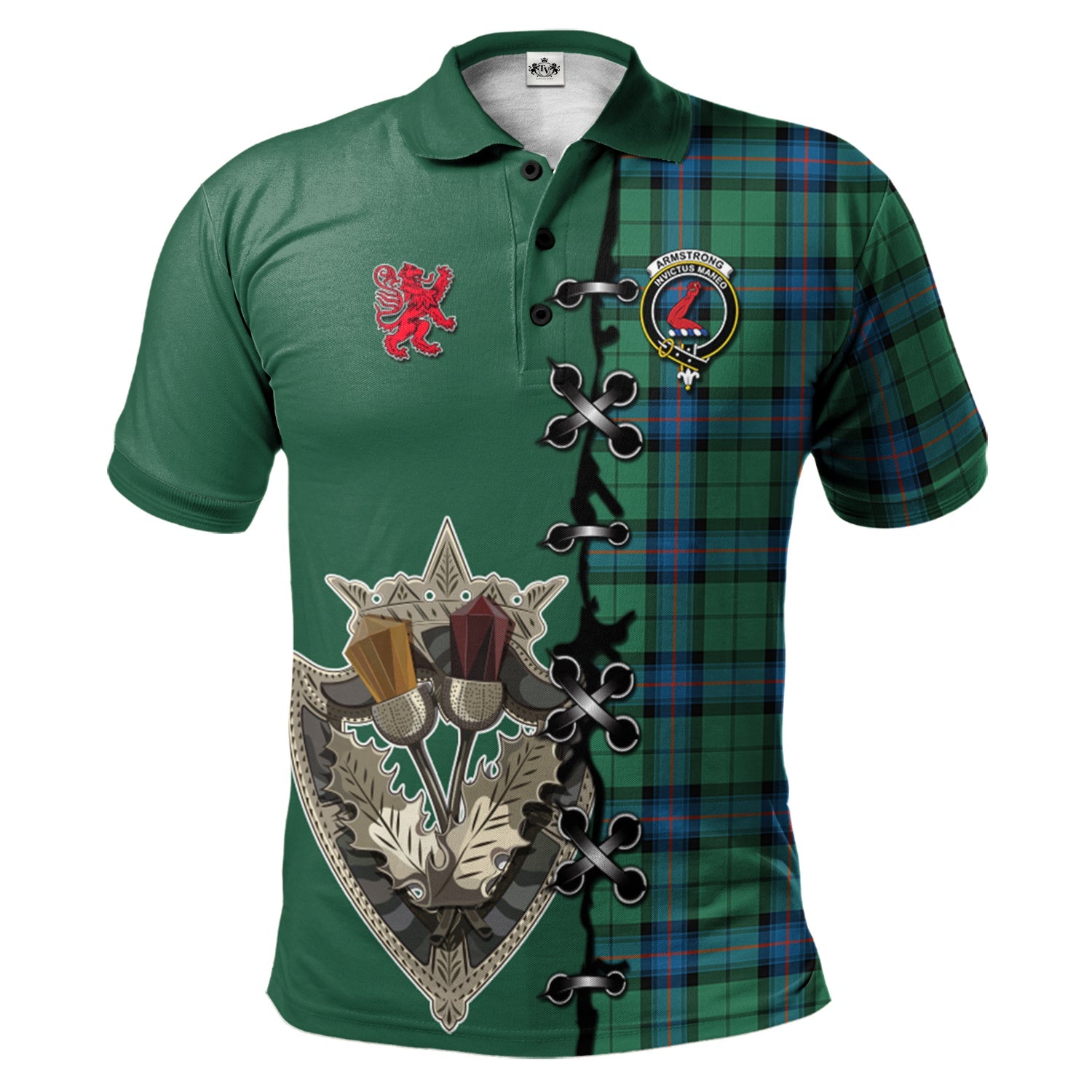 scottish-armstrong-ancient-clan-crest-tartan-lion-rampant-and-celtic-thistle-polo-shirt