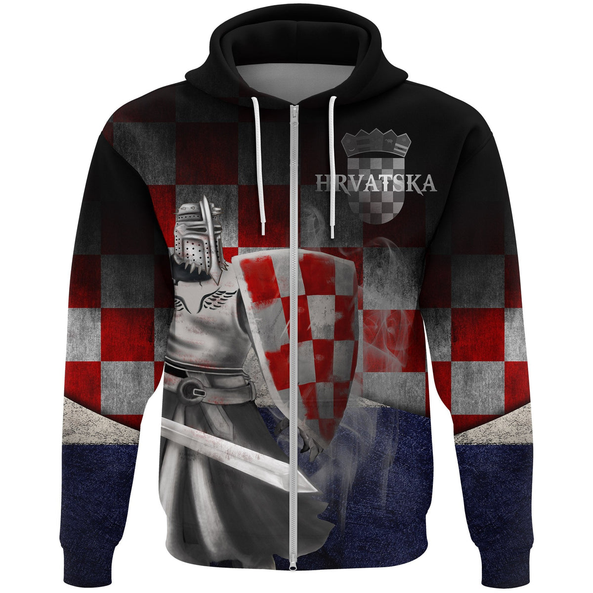 Croatia Warrior Zip Hoodie - Wonder Print Shop
