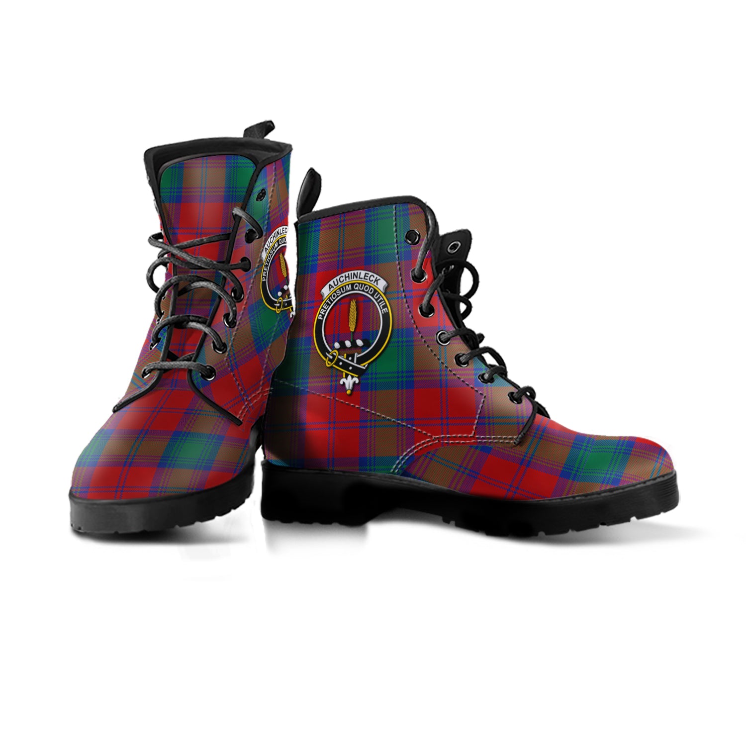 scottish-auchinleck-clan-crest-tartan-leather-boots