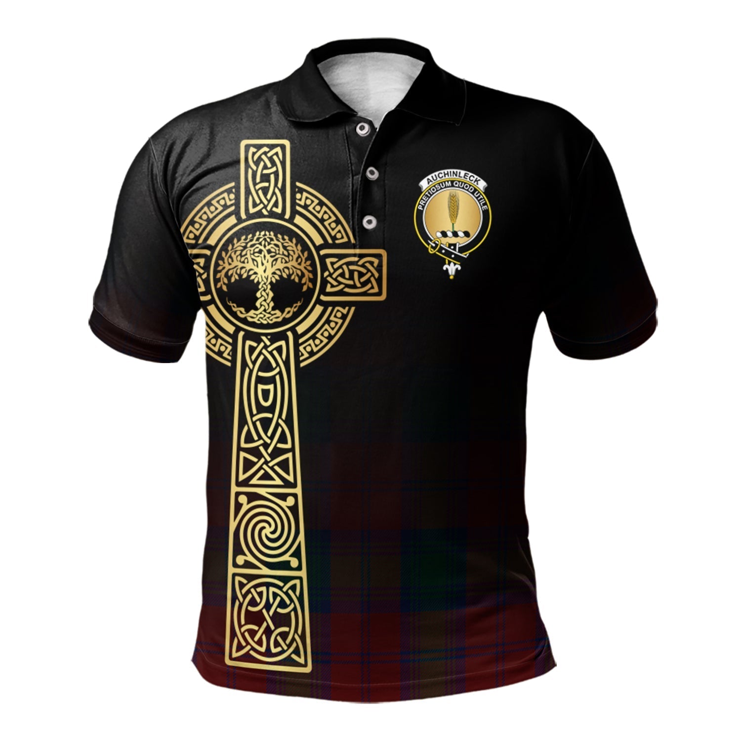 scottish-auchinleck-clan-crest-tartan-celtic-tree-of-life-polo-shirt