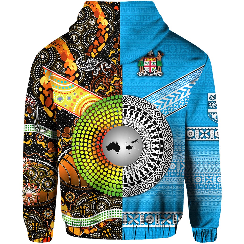 Australia Aboriginal And Fiji Tapa Hoodie Together LT8 - Wonder Print Shop
