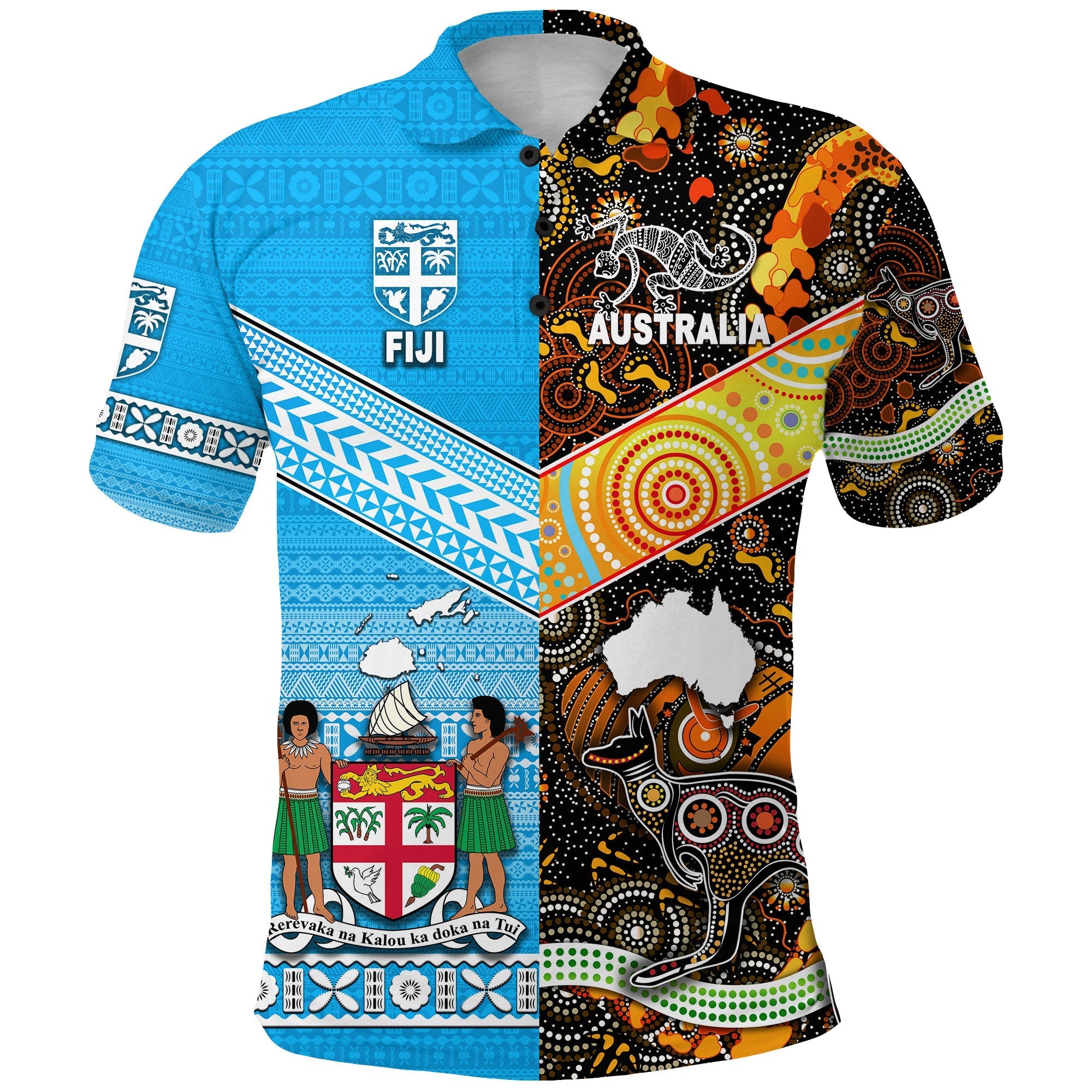 Custom Australia Aboriginal And Fiji Tapa Polo Shirt Together LT8 - Wonder Print Shop