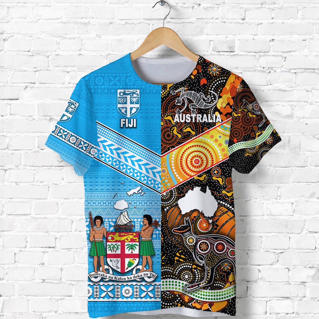 Custom Australia Aboriginal And Fiji Tapa T Shirt Together LT8 - Wonder Print Shop