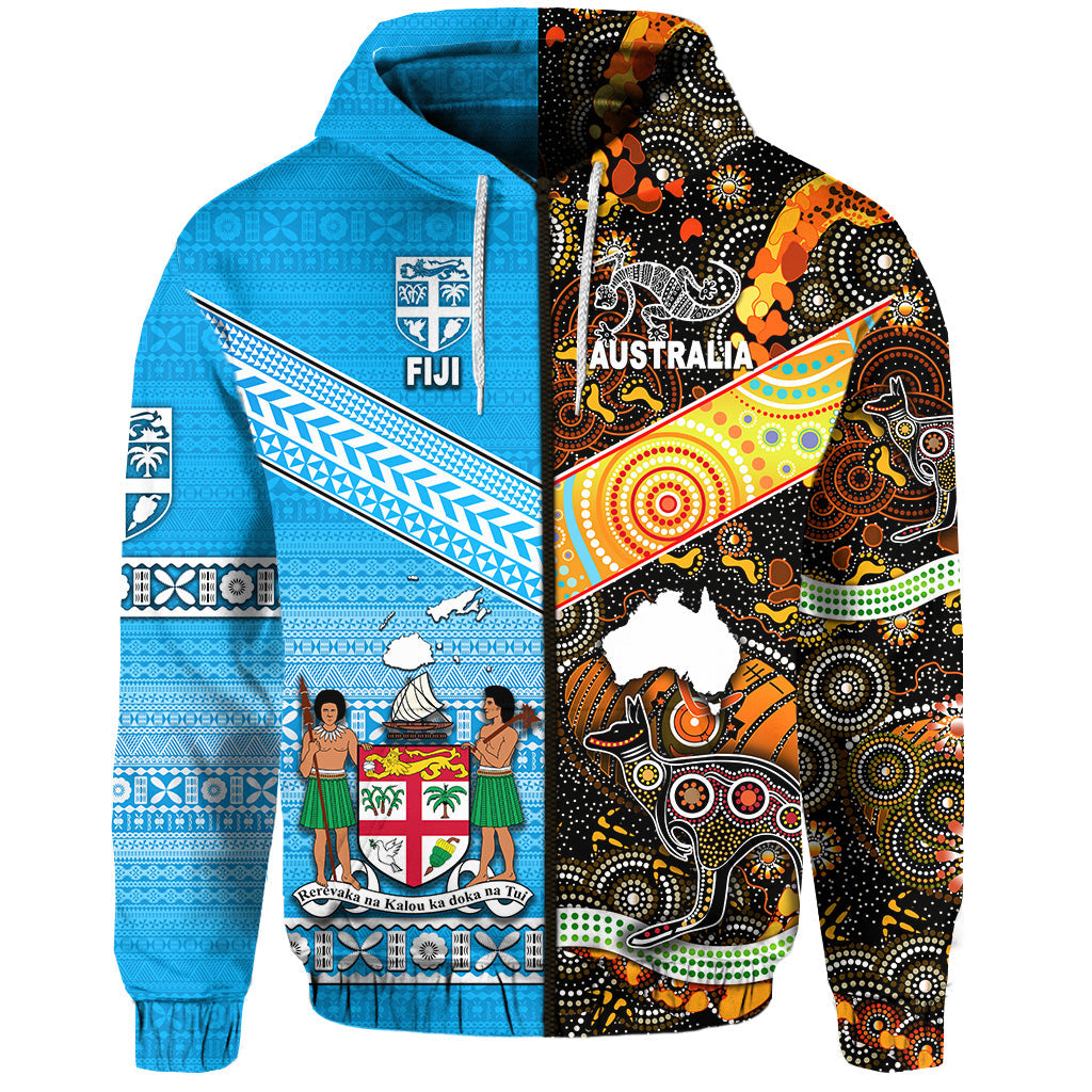 Australia Aboriginal And Fiji Tapa Hoodie Together LT8 - Wonder Print Shop