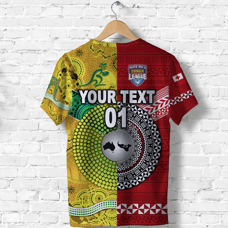 Custom Mate MaA Tonga Ngatu And Australia Wallabies Aboriginal T Shirt Rugby Together LT8 - Wonder Print Shop