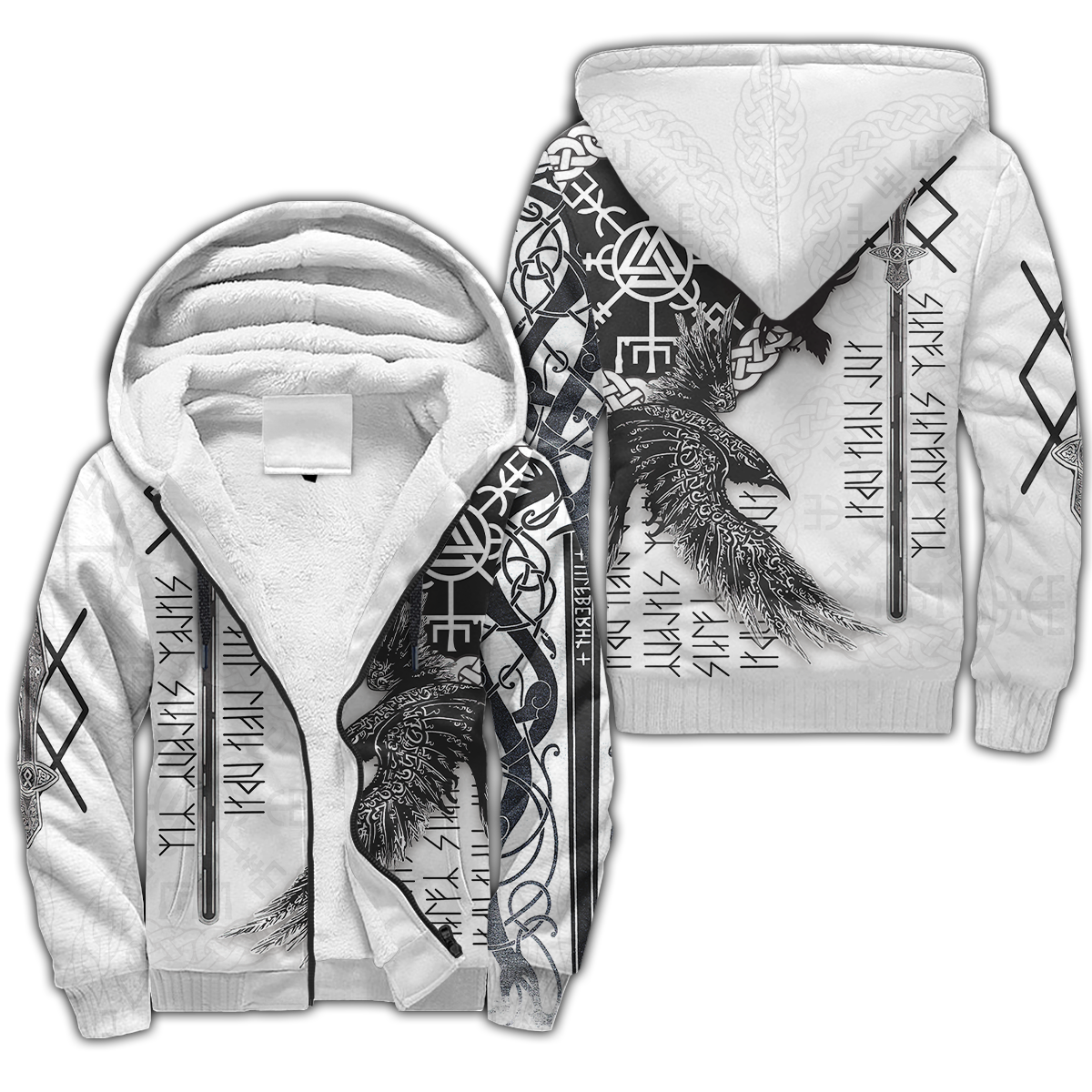 Viking Clothing Ravens Premium Viking 3D Sherpa Hoodie RLT12 - Wonder Print Shop